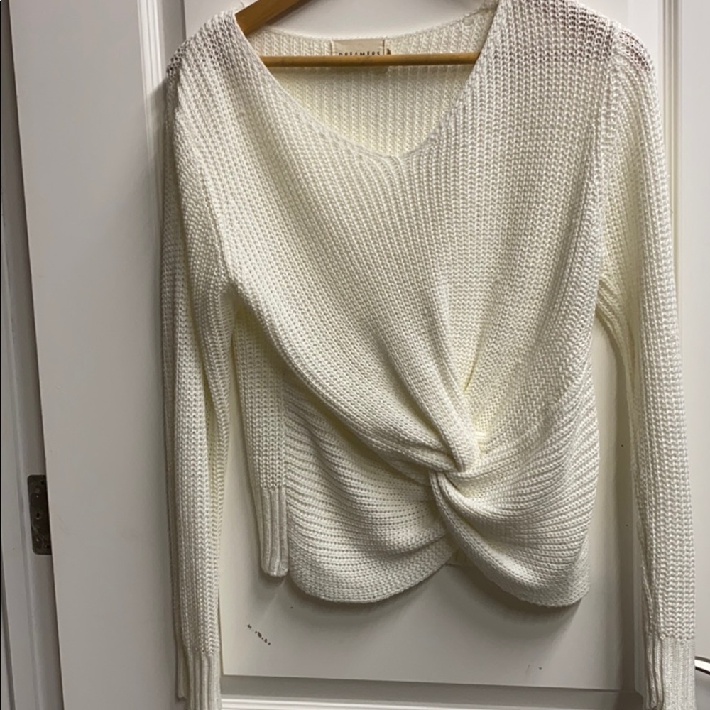 Cream knit tied sweater